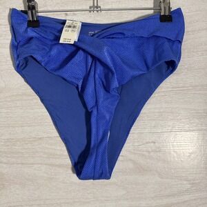 NWT Aerie high-cut cheeky bikini bottom in blue Sz M